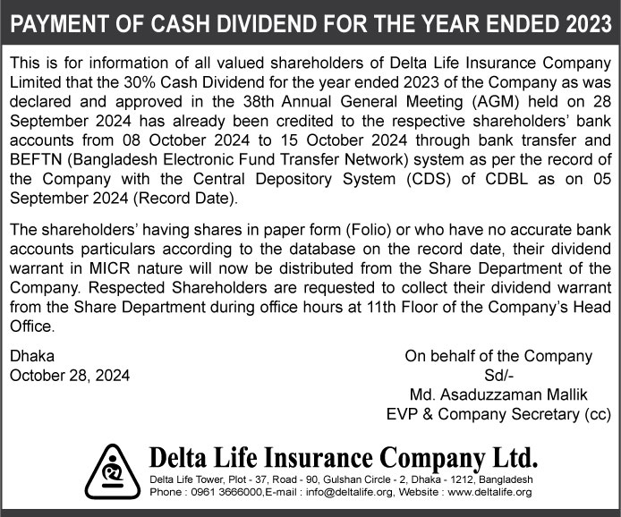 Dividend Payment Notice 2023